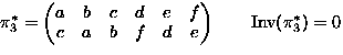 $\pi_3^*=
\begin{pmatrix}
a & b & c & d & e & f \\ c & a & b & f & d & e \\ \end{pmatrix}\qquad \textrm{Inv}(\pi_3^*)=0$